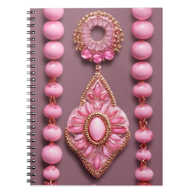 Glam Rosa Pärlor Jewelry Notebook Anteckningsbok (Framsidan)