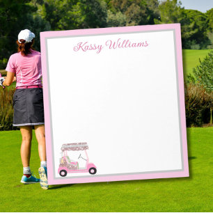 Glam Rosa Personlig Golf Cart Namn Anteckningsblock