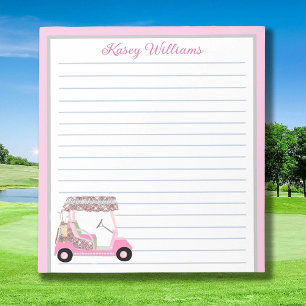 Glam Rosa Personlig Golf Cart Namn Lining Anteckningsblock