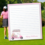 Glam Rosa Personlig Golf Cart Namn Lining Anteckningsblock<br><div class="desc">En glamorös, unik golfvagn - rosa och en aning diamanter - smakfullt genomförd - redo till springa under kursen - anteckningsblocket. Det här är en underbar gåva till allt golf älskare - roligt/attraktiv/unik. Anpassa det med din namn. Om du har några designfrågor eller en speciell begäran, skicka en chatta eller...</div>