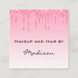 Glam  Rosa ros Glitter Drips Makeup Artist Fyrkantigt Visitkort