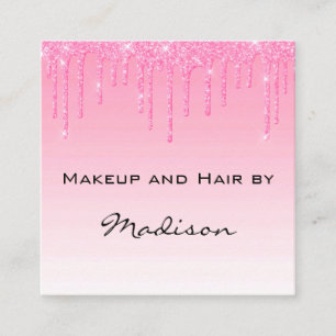 Glam Rosa ros Glitter Drives Makeup Artist Fyrkantigt Visitkort