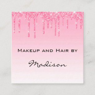 Glam Rosa ros Glitter Drives Makeup Artist Fyrkantigt Visitkort