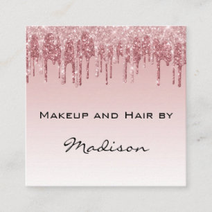 Glam Rosa ros Glitter Drivrutiner Makeup Artist Fyrkantigt Visitkort