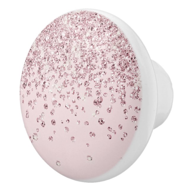 Glam  Rosa ros Guld Glitter Diamond Confetti Knopp (Höger)