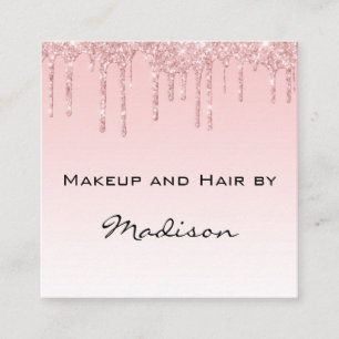 Glam Rosa ros Guld Glitter Drips Makeup Artist Fyrkantigt Visitkort