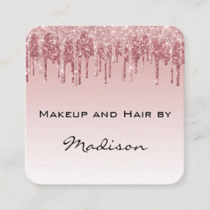Glam Rosa ros Guld Glitter Drips Makeup Artist Fyrkantigt Visitkort