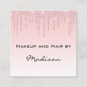 Glam Rosa ros Guld Glitter Drips Makeup Artist Fyrkantigt Visitkort