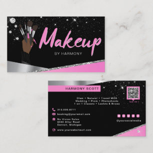 Glam Rosa Silver Diamonds Makeup Artist MUA Visitkort