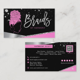 Glam Rosa Silver Glitter Diamonds Hair Braiding Bu Visitkort