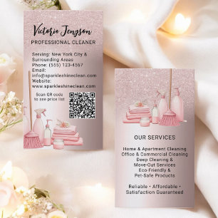 Glam Rosa Städning service Household Qr-kod Visitkort
