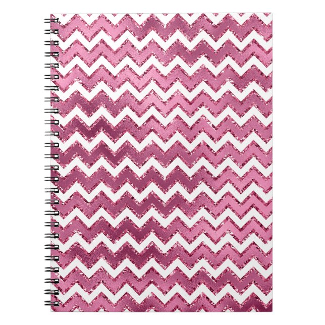 Glam Rosa White Zigzag Rand Anteckningsbok (Framsidan)