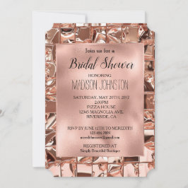 Glam Rose Gold Fyrkantig Glitter Bröllopsfest Inbjudningar