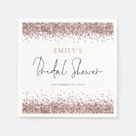 Glam Rose Gold Glitter Bröllopsdusch Pappersservett