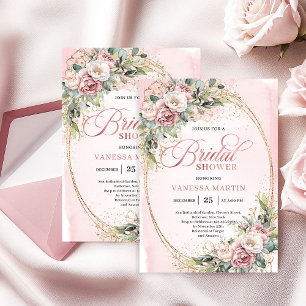 Glam Rose Gold Glitter Bröllopsfestinladning Inbjudningar