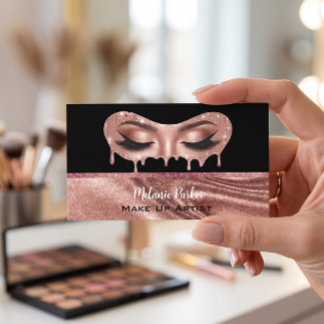 Glam Rose Gold Glitter Drip Eyes Makeup Artist  Visitkort