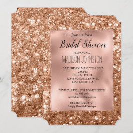 Glam Rose Gold Klumpig Glitter Bröllopsfest Inbjudningar
