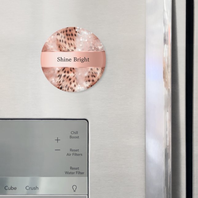 Glam Rose Gold Leopard Christmas Magnet (In Situ (Fridge))