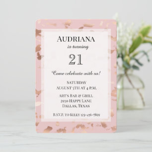 Glam Rose Gold Rodd Abstrakt Födelsedag Inbjudningar