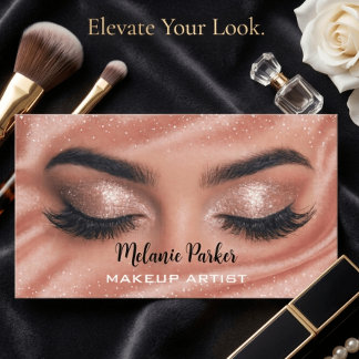 Glam Rose Gold Silk Sminkartist Visitkort