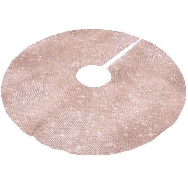 Glam Rose Gold Sparkle Julgransmatta Borstad Polyester (Vinklad)