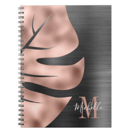 Glam Rose Gold Svart Metallisk Anteckningsbok
