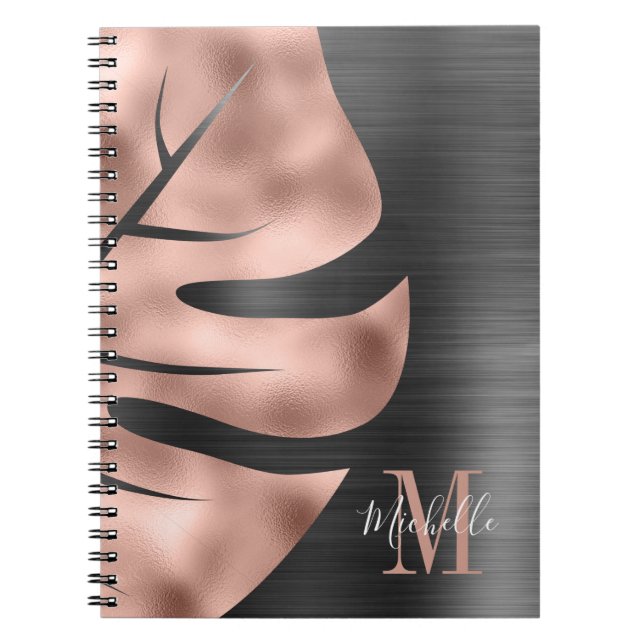 Glam Rose Gold Svart Metallisk Anteckningsbok (Framsidan)