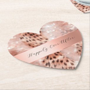 Glam Rose Guld Leopard Bröllop Underlägg Papper