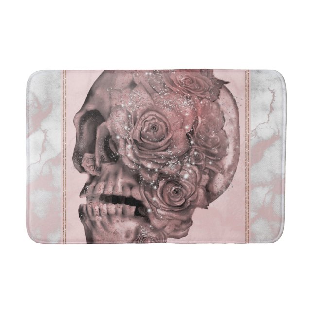 Glam Rose Guld Rosa Skalle Marmor Badrumsmatta (Framsidan)