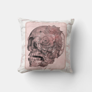 Glam roséguld rosa skalle marmor kudde