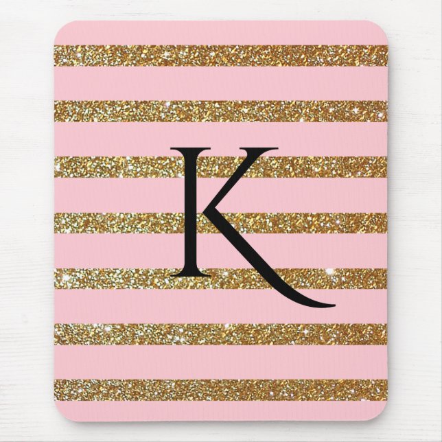 Glam rosor och den guld- randiga Monogrammed musen Musmatta (Framsidan)