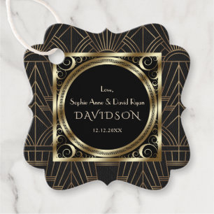 Glam Royal Guld Black Art Deco 20:e Bröllop Gåvor Etiketter
