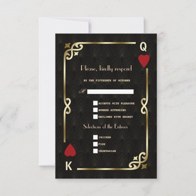 Glam Royal Guld Black Art Deco 20:e Bröllop OSA Kort (Framsida)