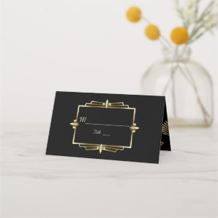 Glam Royal Guld Black Art Deco 20:e Bröllop Placeringskort