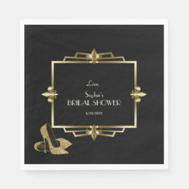 Glam Royal Guld Svart Art Deco Bröllopsdusch Pappersservett