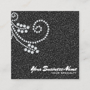 ~ Glam Rulla Diamonds Black Glitter Bling Luxe Fyrkantigt Visitkort