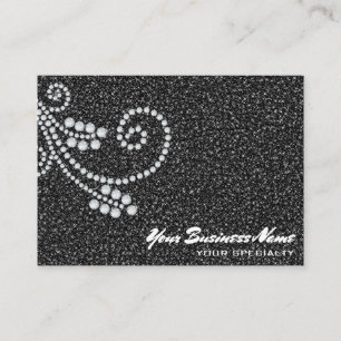 *~* Glam Rulla Diamonds Black Glitter Luxe Bling Visitkort