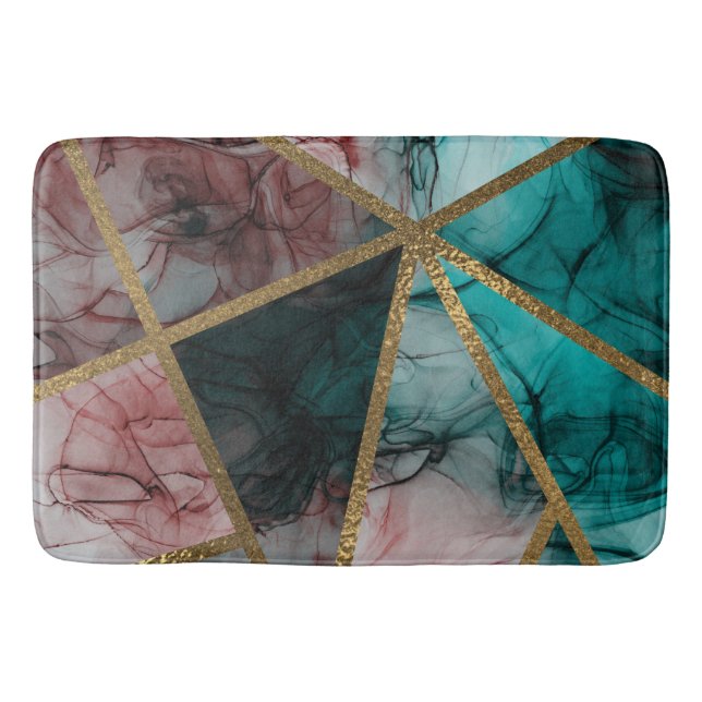 Glam Rust Blush Teal & Guld Chic Modern Glamour Badrumsmatta (Framsidan)