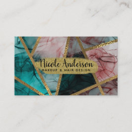 Glam Rust Blush Teal & Guld Chic Modern Glamour Visitkort