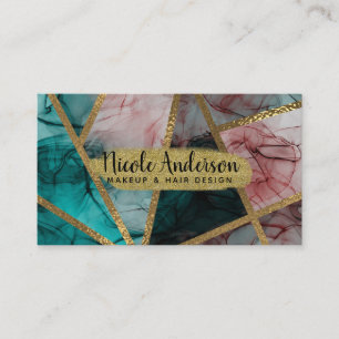 Glam Rust Blush Teal & Guld Chic Modern Glamour Visitkort
