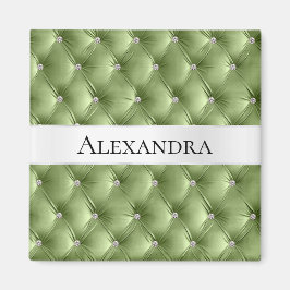 Glam Sage Grönt faux Velvet Luxury Namn Magnet