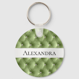Glam Sage Grönt faux Velvet Luxury Namn Nyckelring