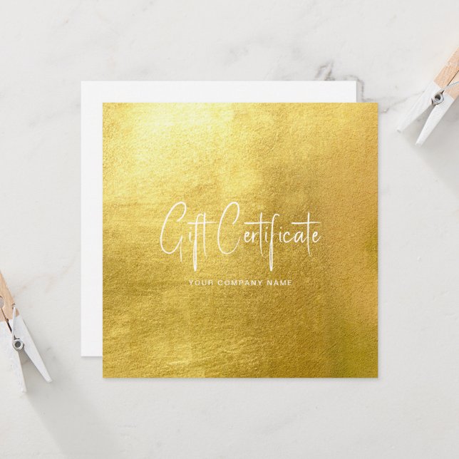 Glam Salon Guld & White Chic Gift Certificate Inbjudningar (Fram/Back In Situ)