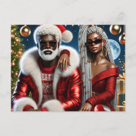 Glam Santa & Mrs. Claus Luxury Xmas Card Vykort