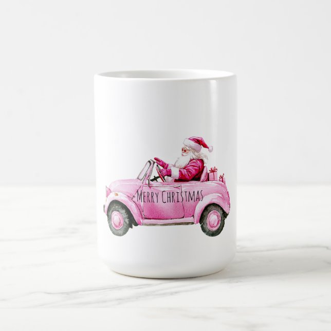 Glam Santa Pink Car Christmas Kaffemugg (Center)