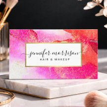 Glam Script Bright Rosa Watercolor Faux Guld Dust