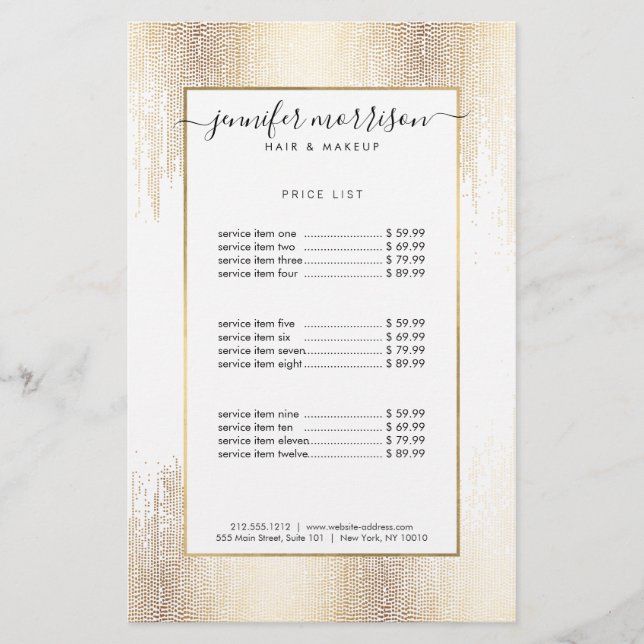 Glam Script Guld Confetti Rain Flygblad (Framsidan)