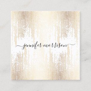 Glam Script Guld Confetti Rain Fyrkantigt Visitkort