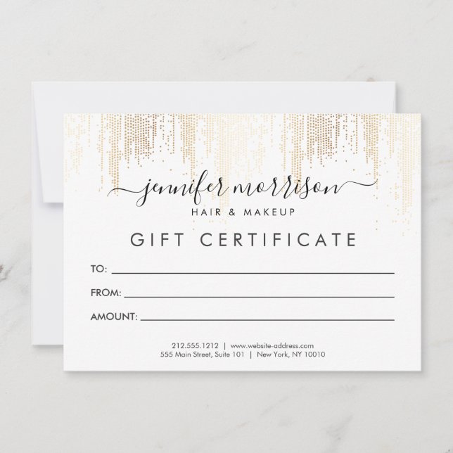 Glam Script Guld Confetti Rain Gift-certifikat (Framsida)