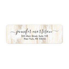 Glam Script Guld Confetti Rain Returadress Etikett